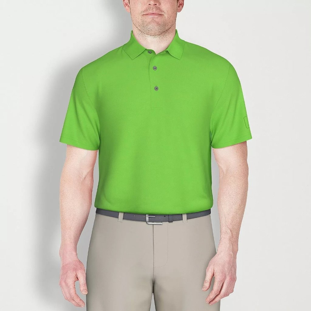 Pga Mens Regular Fit Short Sleeve Polo Shirt Medium Green Solid Sized M